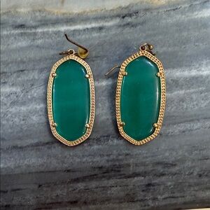 Kendra Scott “Elle” Gold and Green Earrings